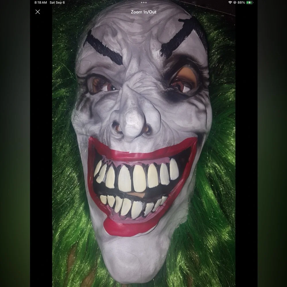 Clown Mask with Hair Costume Party Cosplay Jokester Clown NWOT Costume Mask